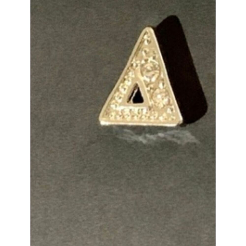 Delta Floating Locket Charms in Silver Tone with Clear Rhinestones